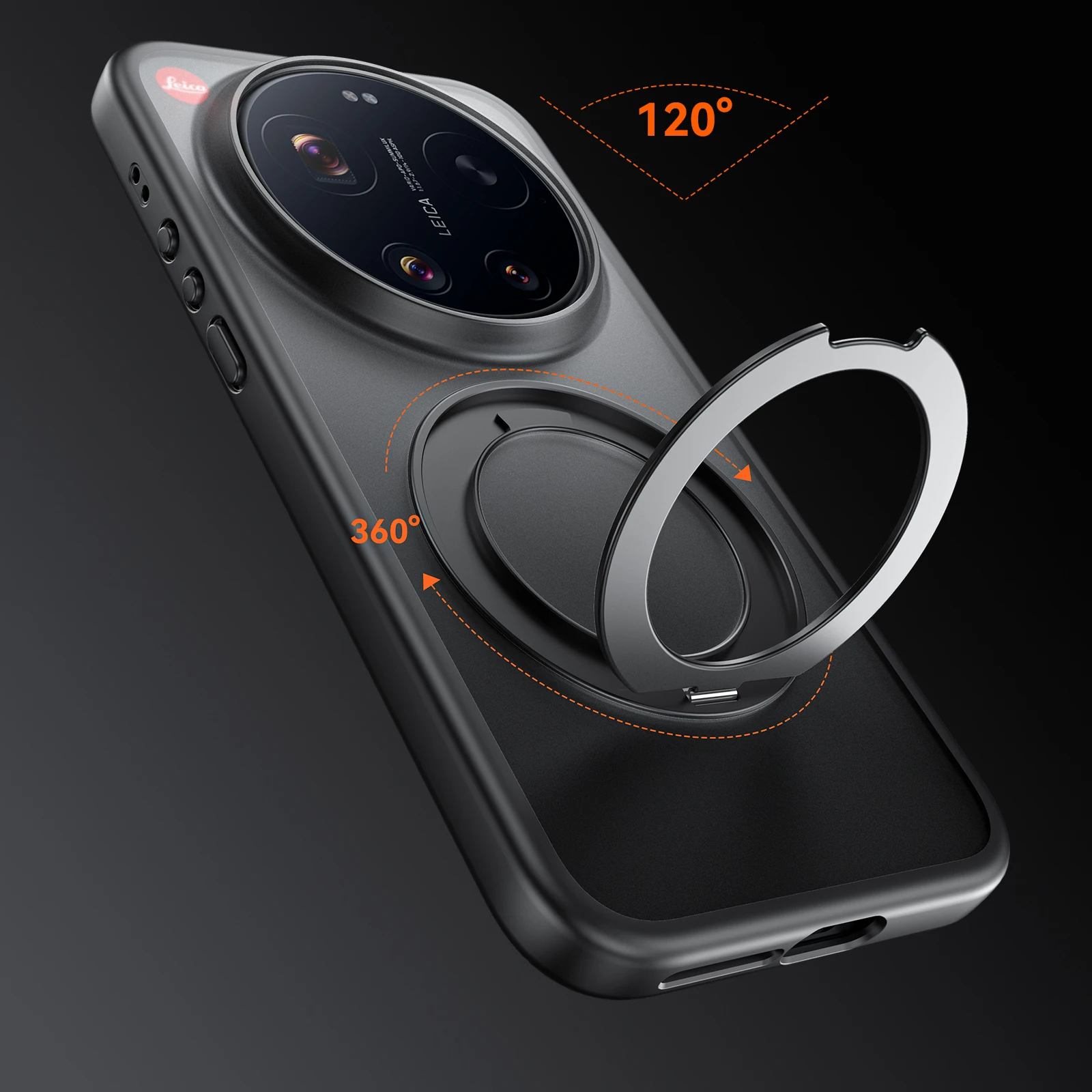 Translucent Magnetic Case with 360° Rotating Bracket and Matte Finish