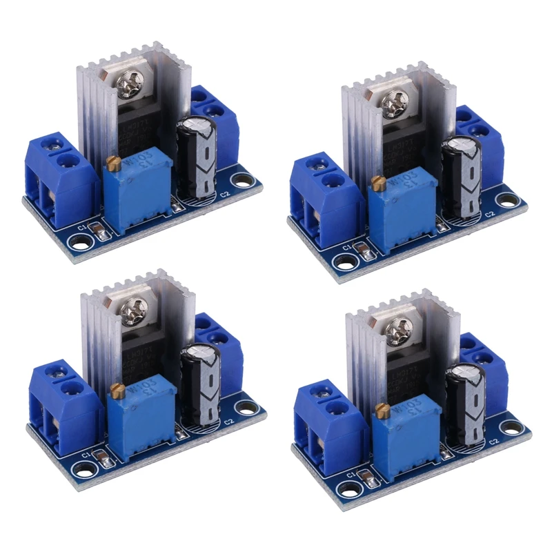 

4X LM317 DC-DC 1.5A 1,2-37V регулируемая плата источника питания, преобразователь постоянного тока, понижающий модуль