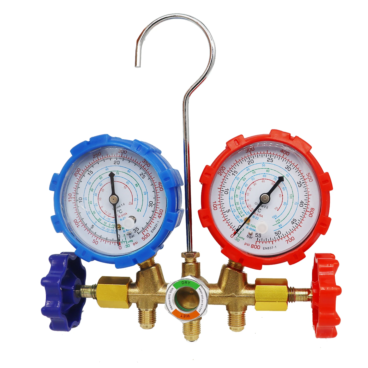 For R410A R22 R404A R134A Refrigerant Manifold Gauge SET Air Condition Refrigeration Set Air Conditioning Tools Hose and Hook
