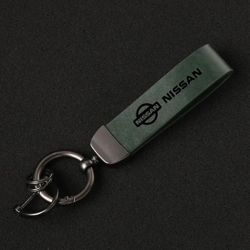 Luxury Genuine Leather Keychain Car Key Ring Holder Jewelry Custom Gift For Nissan X-trail Qashqai Juke Rogue Altima Leaf Car
