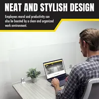 Frosted Acrylic Desk Mounted Privacy Panel, 12"", Aluminum 2