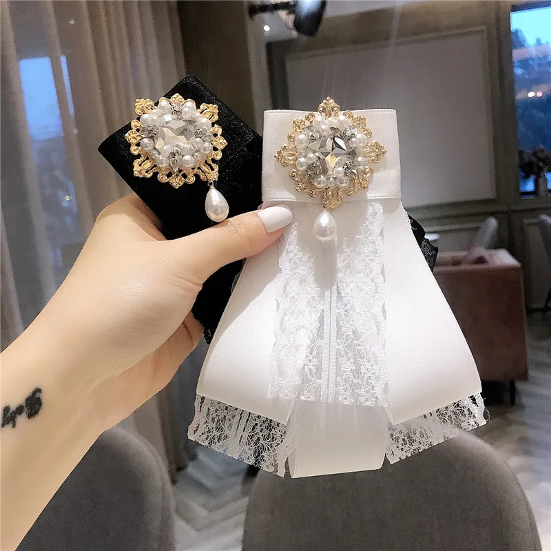 

New Korean Bow Tie Brooch Lace Bowties Fashion Woman's Shirt Retro College Style Sweet Collar Flower Accessories Gift for Women