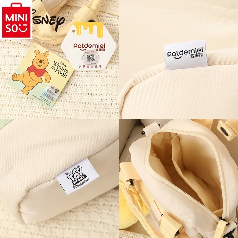 MINISO Disney Cartoon Bear Embroidered Lightyear Doll Pendant Student Multi functional Fashion Canvas Handheld Crossbody Bag