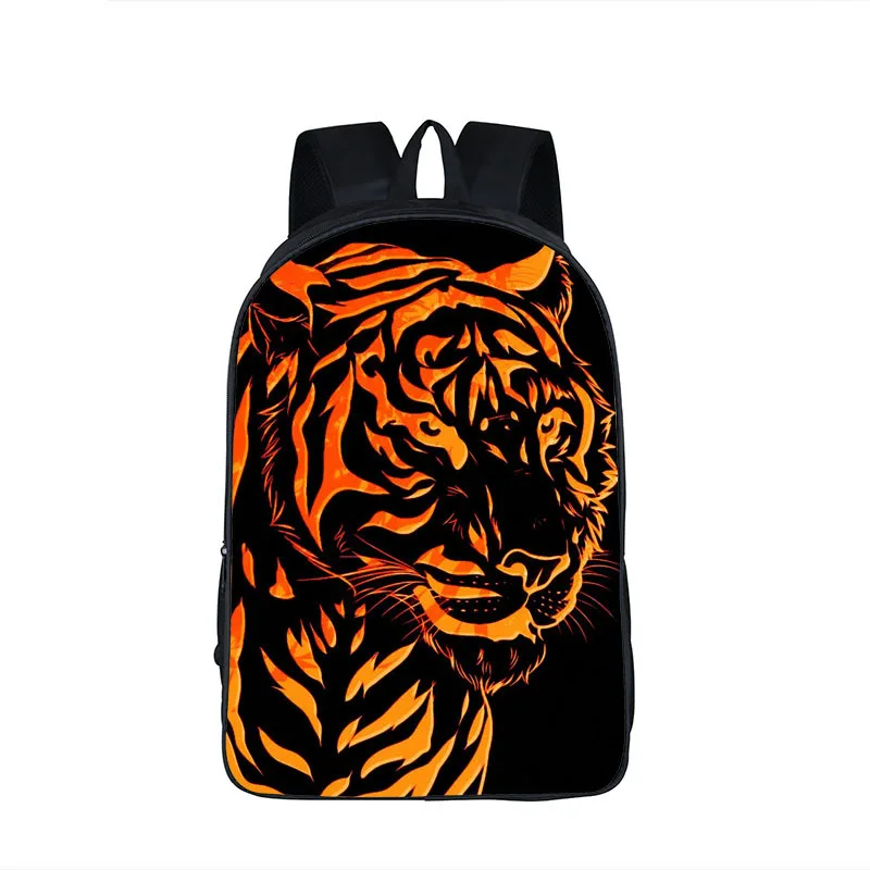 Oil Painting Tiger Backpack Polyester Comfortable Burden Reduction Fashion Large Capacity Primary School Bags Mochila Escolar