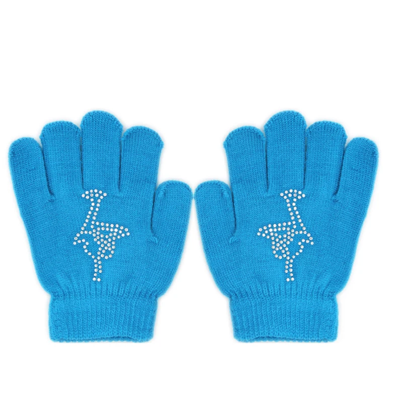 Figure Skating Gloves Non Slip Warm Hand Protector Stretchy Knitted Full Finger Glove Children Adult Skating Gloves Random Style 5