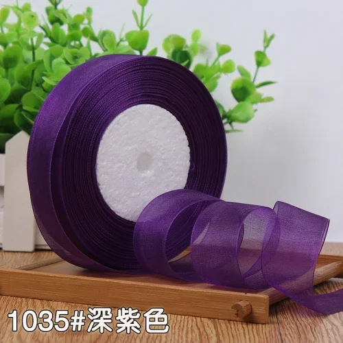 High-Density Organza Satin Ribbon for Crafts and Decoration, 15mm Width, 45 Meters