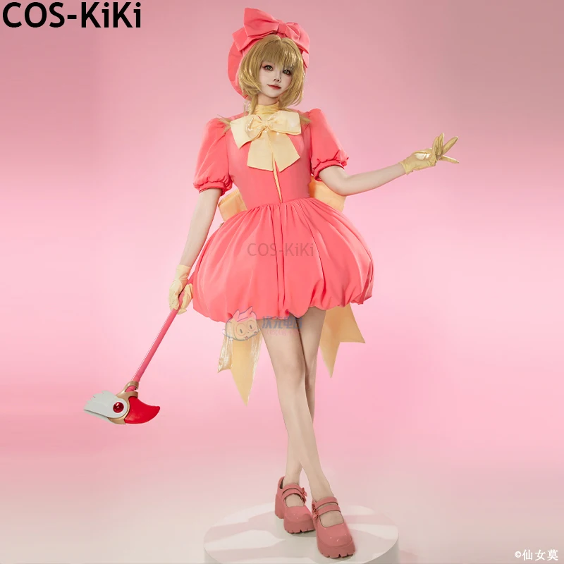 

COS-KiKi Anime Cardcaptor Sakura Kinomoto Sakura Game Suit Sweet Lovely Bud Skirt Cosplay Costume Halloween Party Outfit Women