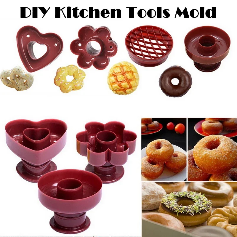 Fai Da Te Donut Mold Maker Cookie Cake Bakery Mold Pane Dessert Round Flower Waffle Maker Utensili Da Cucina Moldes Cocina Donut Maker