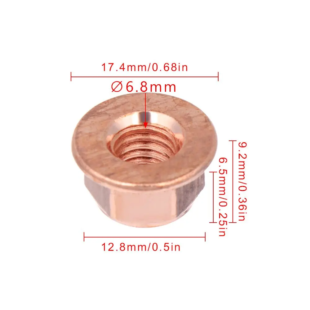 12Pcs M8 Copper Flashed Exhaust Manifold Nut Exhaust Nuts Elbow Nuts Practical 8mm Nuts High Temperature Nuts Home Fasteners