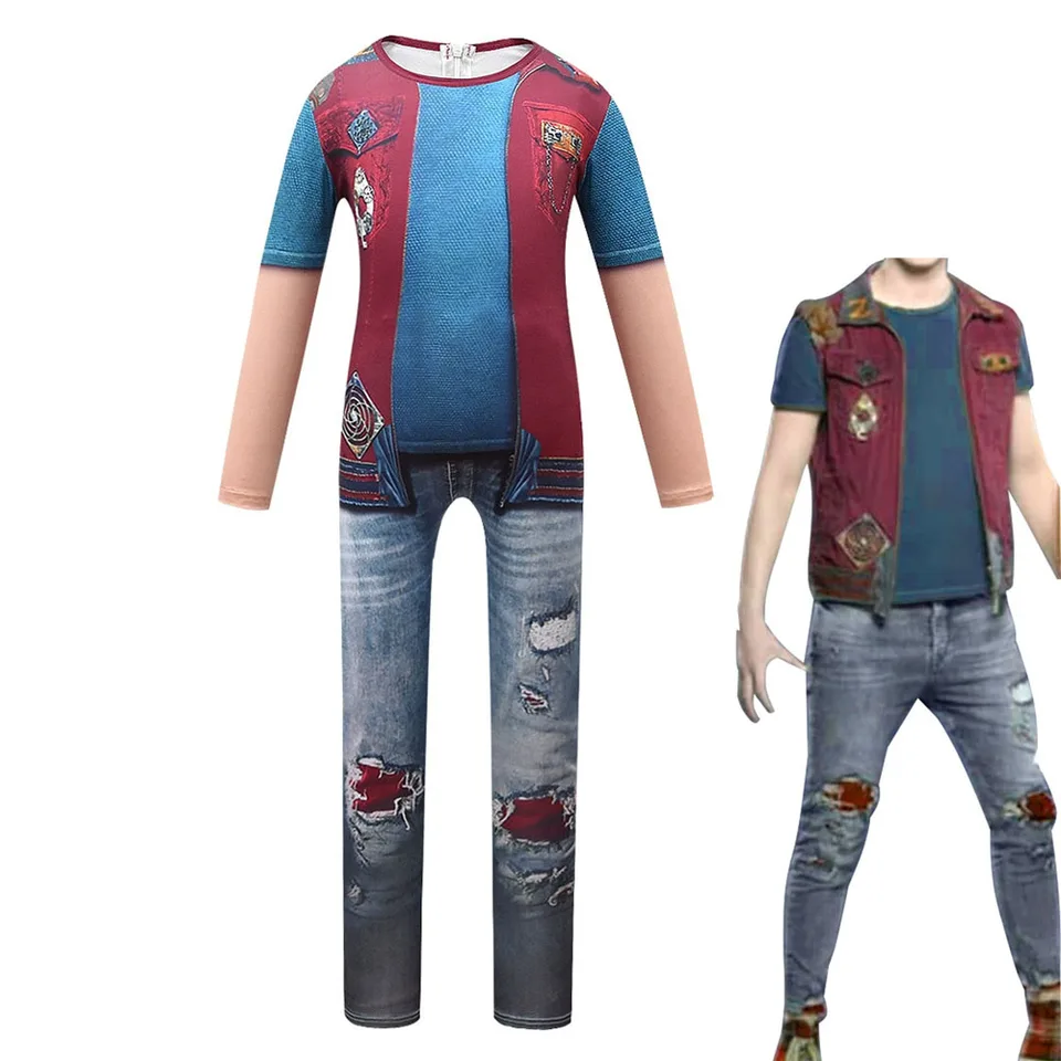 Costume Da Zombies 4 Victor Per Bambini/Ragazzi - Set 2 Pezzi (Maglietta Stampa Finta E Pantaloni) - Halloween - 6
