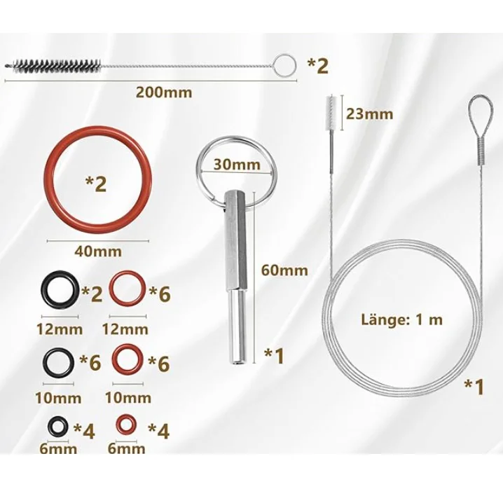 Universal O-Ring Set with Oval Head Key Tool - Enhanced Kit for Brew Group & Drainage Valve