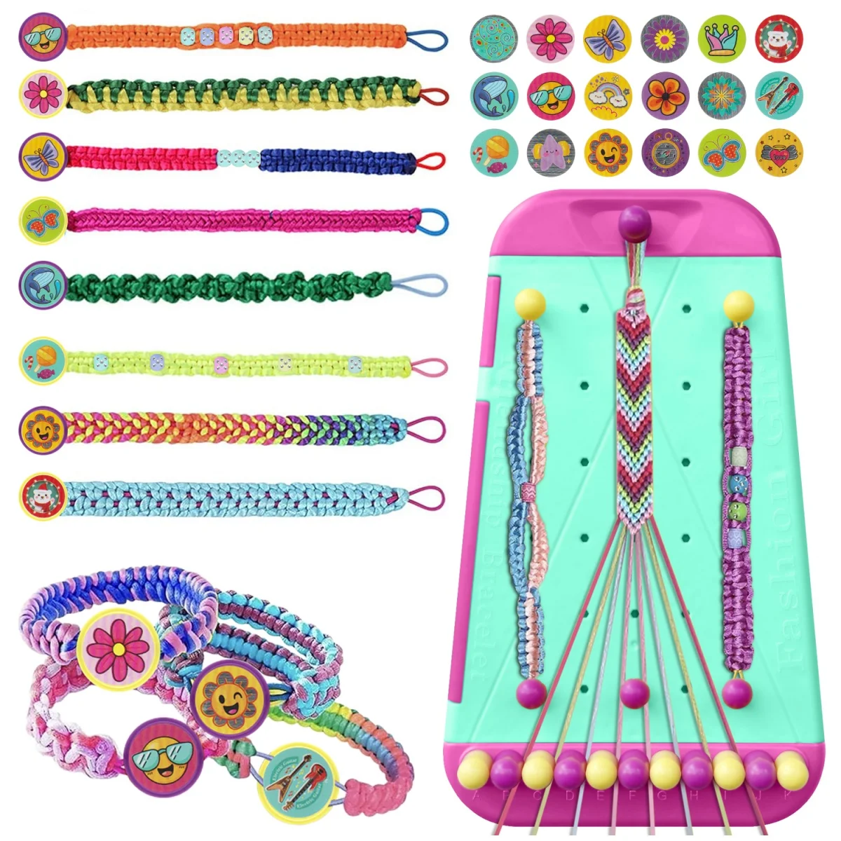 Friendship Hand Knitter Toy Children's Handmade DIY Stretch Yarn Rope Girl Play Home Weaving Color Bracelet Making Gift Set