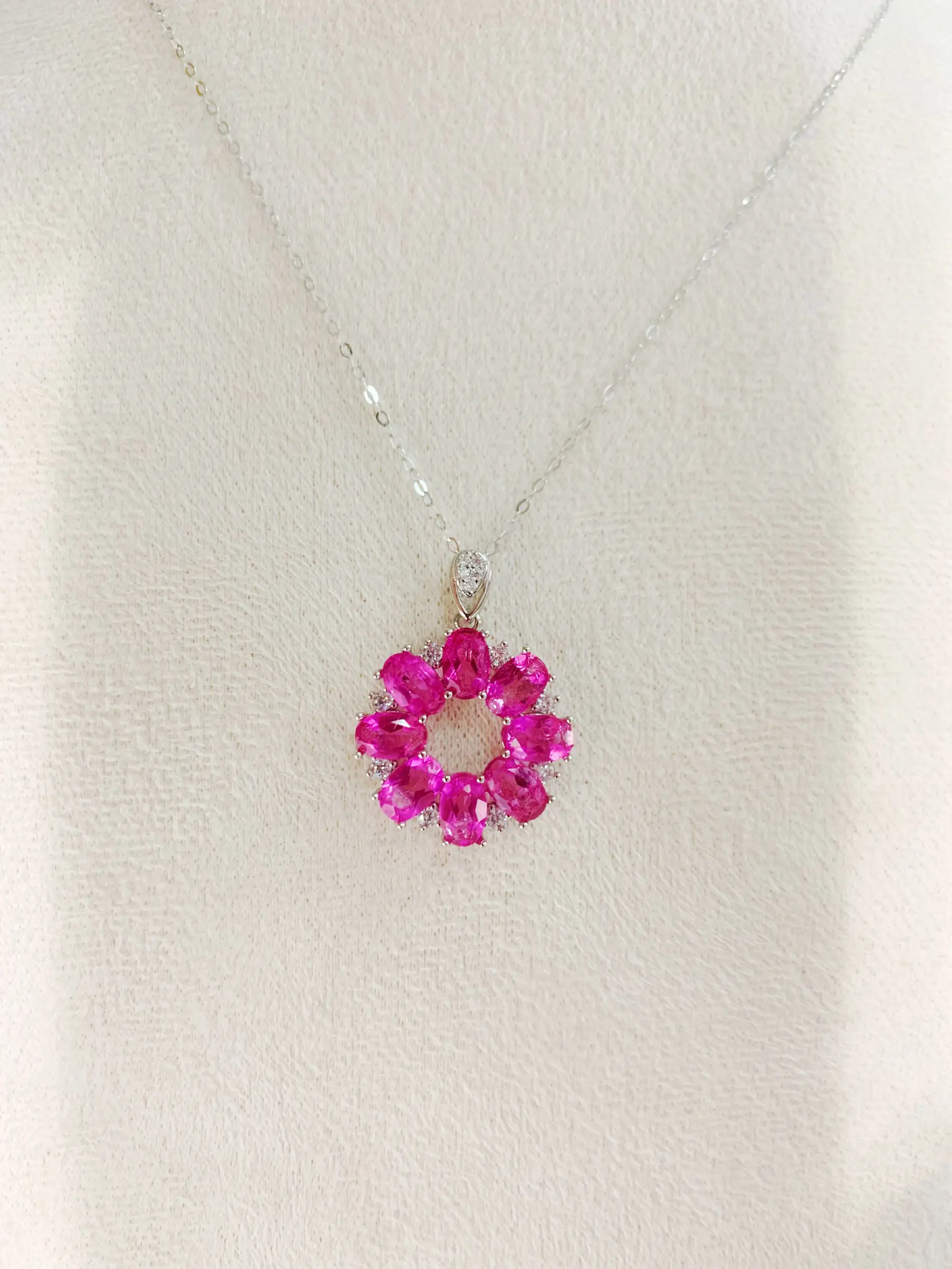 ZECAA Pink Topaz Fine Jewelry Woman Pink Topaz Pendant With Natural Gemstone 4*6mm For Woman Pendant