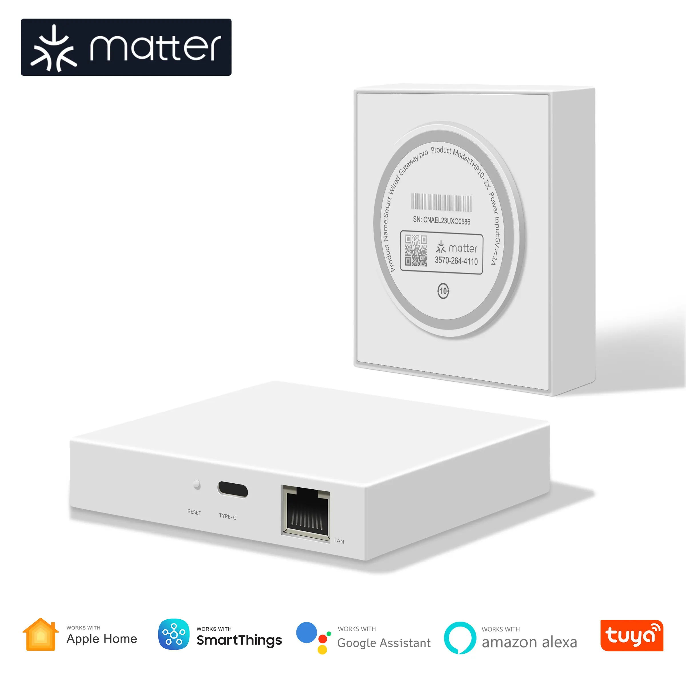 GIRIER Tuya Matter ZigBee Hub, Smart Wired Matter Thread ZigBee Gateway Bridge Support Alexa Siri Homekit Hey Google Smartthings