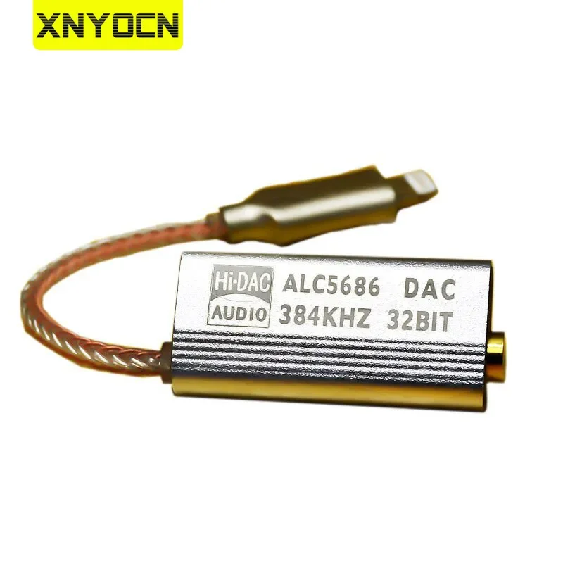 Xnyocn ALC5686 DAC декодирование 3,5 мм HIFI адаптер для наушников кабель устройство звуковой усилитель 32 бит/384 кГц для iPhone IOS Lightning