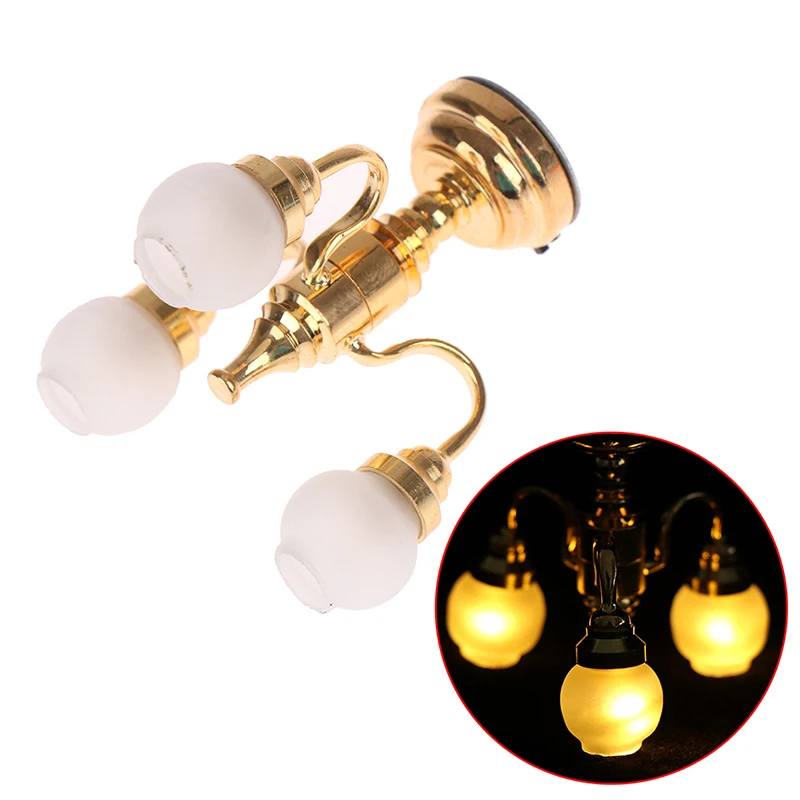 1/6 1/12 Scale Dollhouse Accessories Miniature LED Wall Sconce Lamp, dollhouse table lamp, Battery Operated With ON/OFF Switch 5