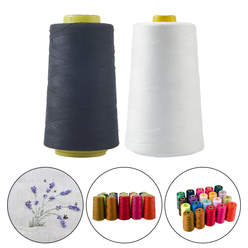 

3000 Yards Sewing Strong Polyester Thread 40/2 Upholstery Canvas Tapestry Pants Shoes Leathercraft Accessories Black, White