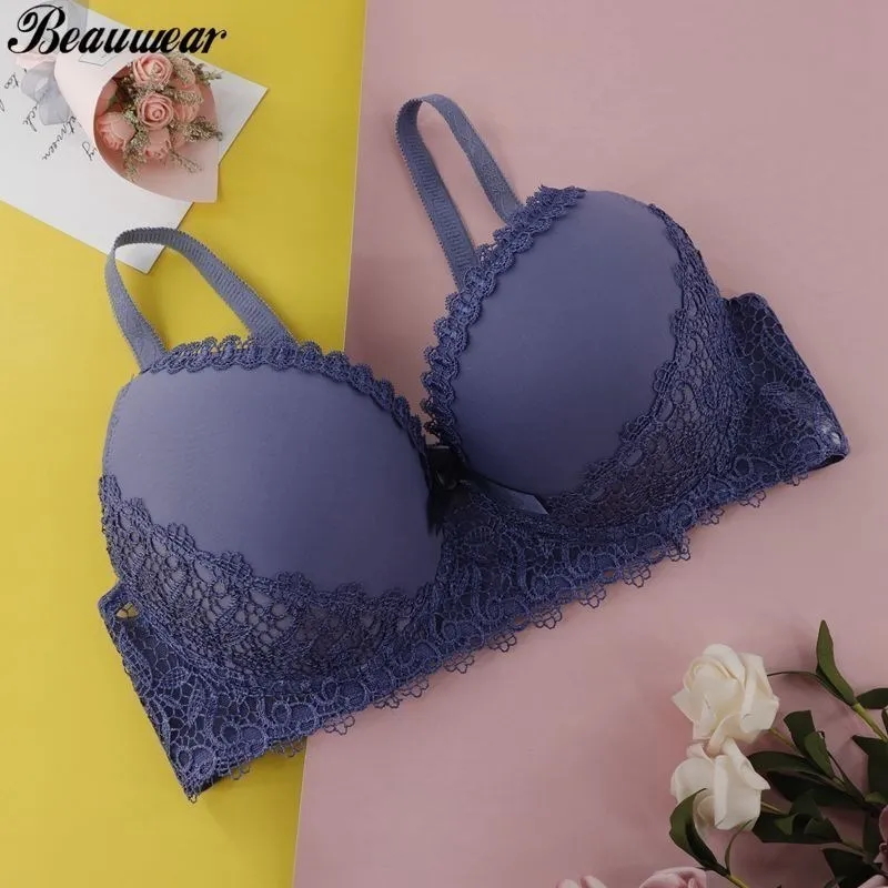 Beauwear Ultra Thin Women Bra And Brief Kit Plus Size Female Lingeries Wave  Stripe Lace Brassiere And Underpant Set For Ladies Q0705 From Sihuai03,  $8.51