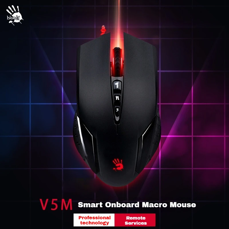 A4TECh Bloody V5m Mouse Wired Macros Programming 3200dpi Gaming Notebook Mouse Both Hands E-Sport Gaming Player Office Boys Gift