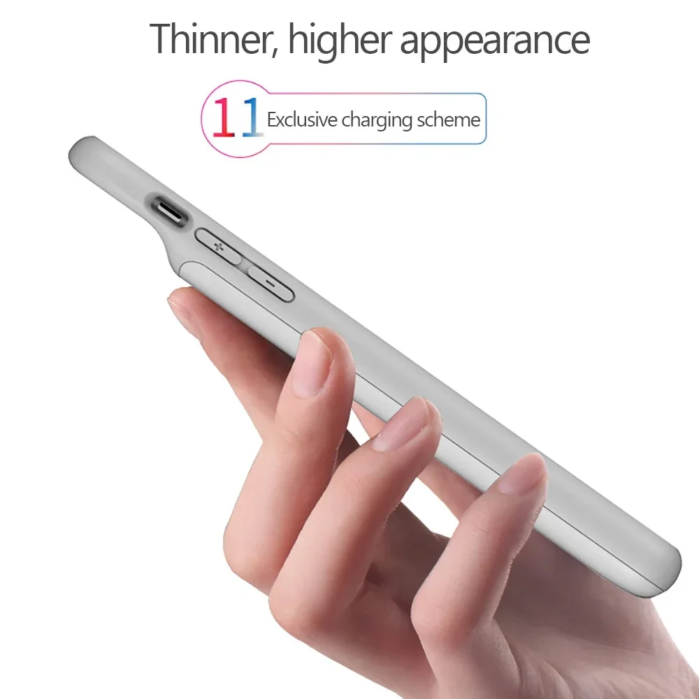 6000mAh 외부 배터리 충전기 아이폰 X XS XR 11 Pro Max 보조베터리 백업 충전기 커버 iPhone 6 7 8 플러스 SE2