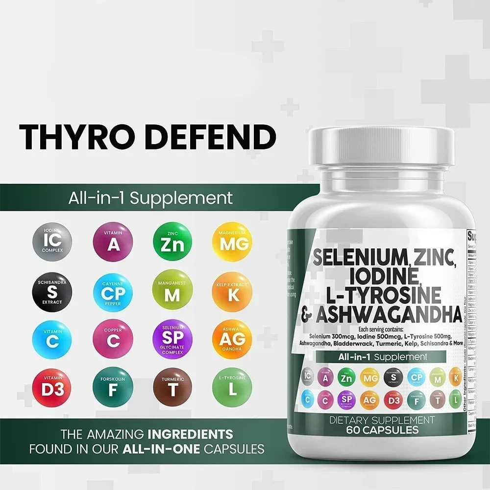 Selenium Zinc Iodine L-tyrosine Capsules Improve Emotional Health Increase Metabolism Relieve Fatigue Thyroid Supplements organic capsules