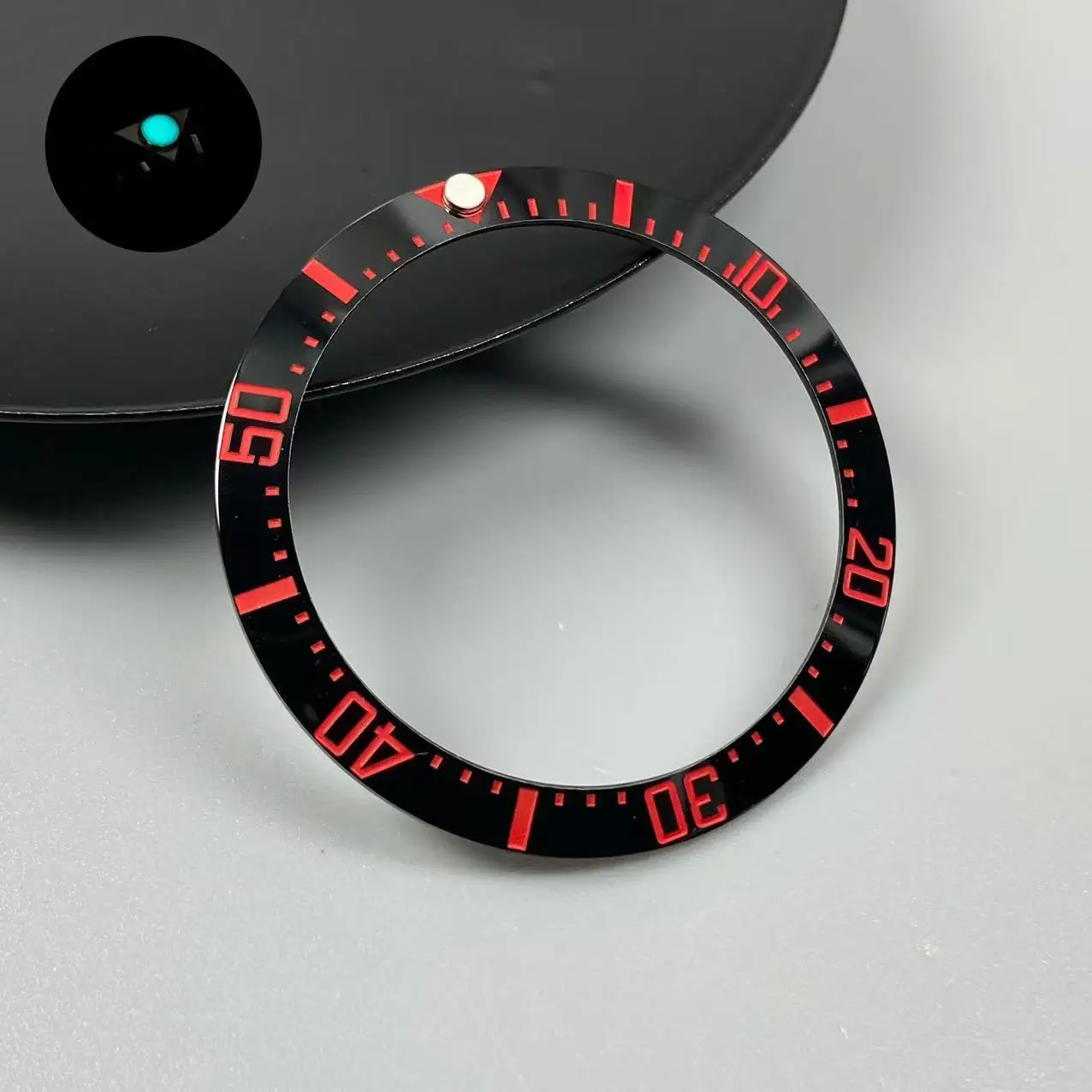 Blue/Green Luminous 38mm Tilted Ceramic Bezel Insert Ring