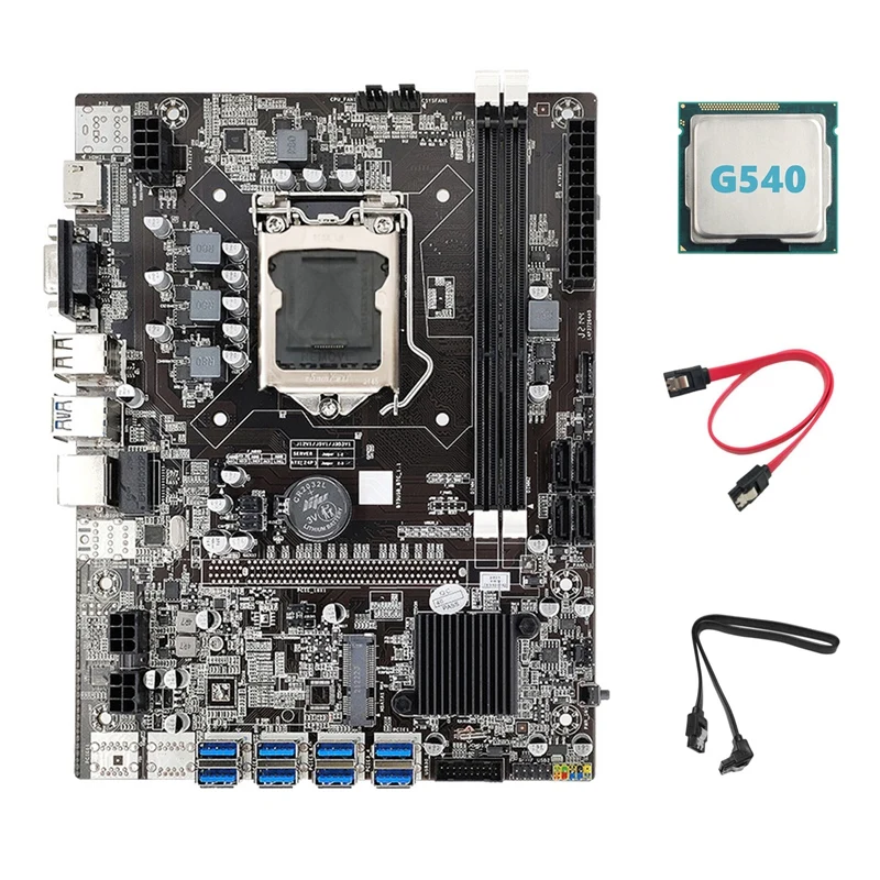 latest computer motherboard B75 ETH Mining Motherboard+G540 CPU+2XSATA Cable LGA1155 8XPCIE USB Adapter MSATA DDR3 B75 USB BTC Miner Motherboard best motherboard for video editing