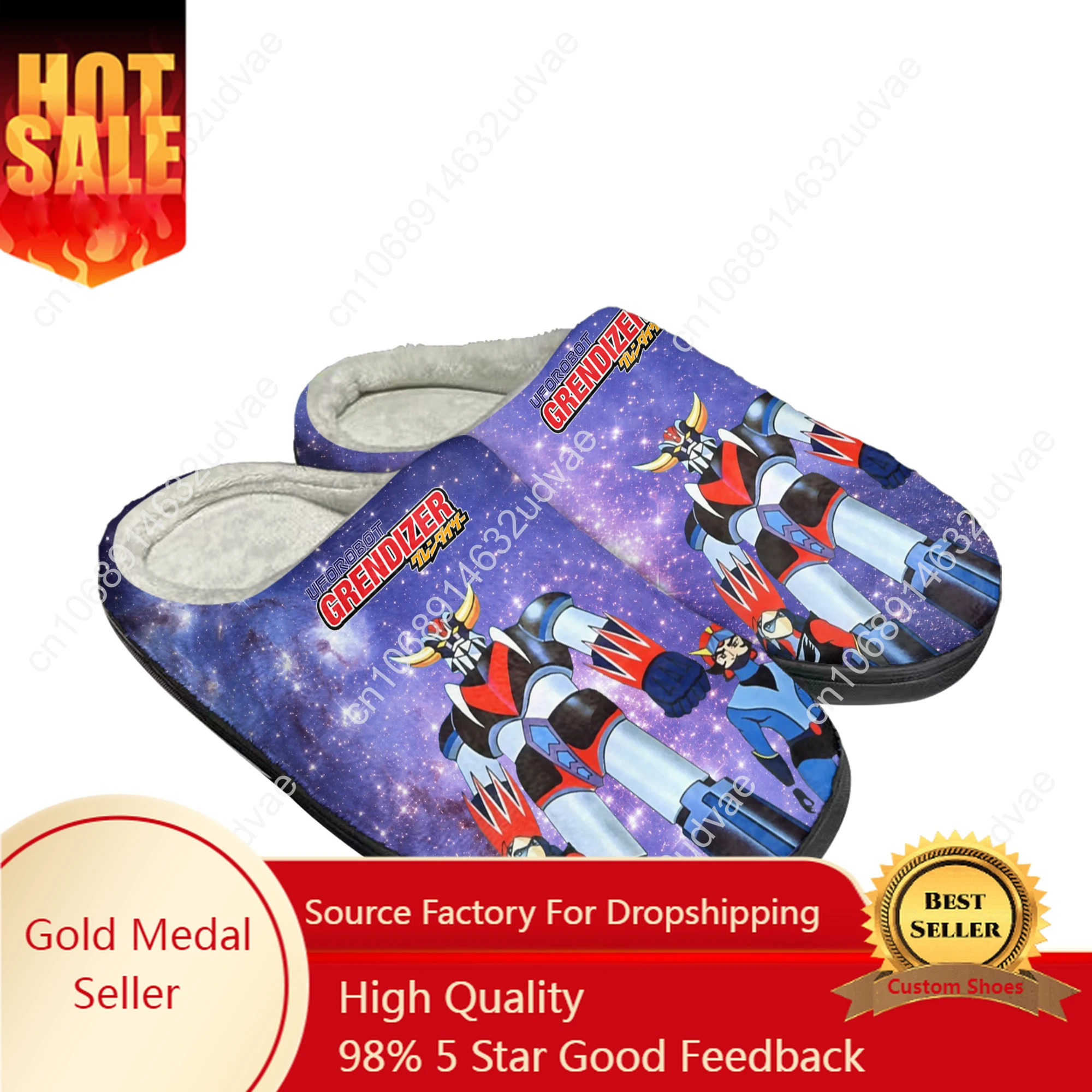 Hot Cartoon UFO Robot Grendizer Home Cotton Custom Slippers Mens Womens Sandals Plush Casual Keep Warm Shoes Thermal Slipper