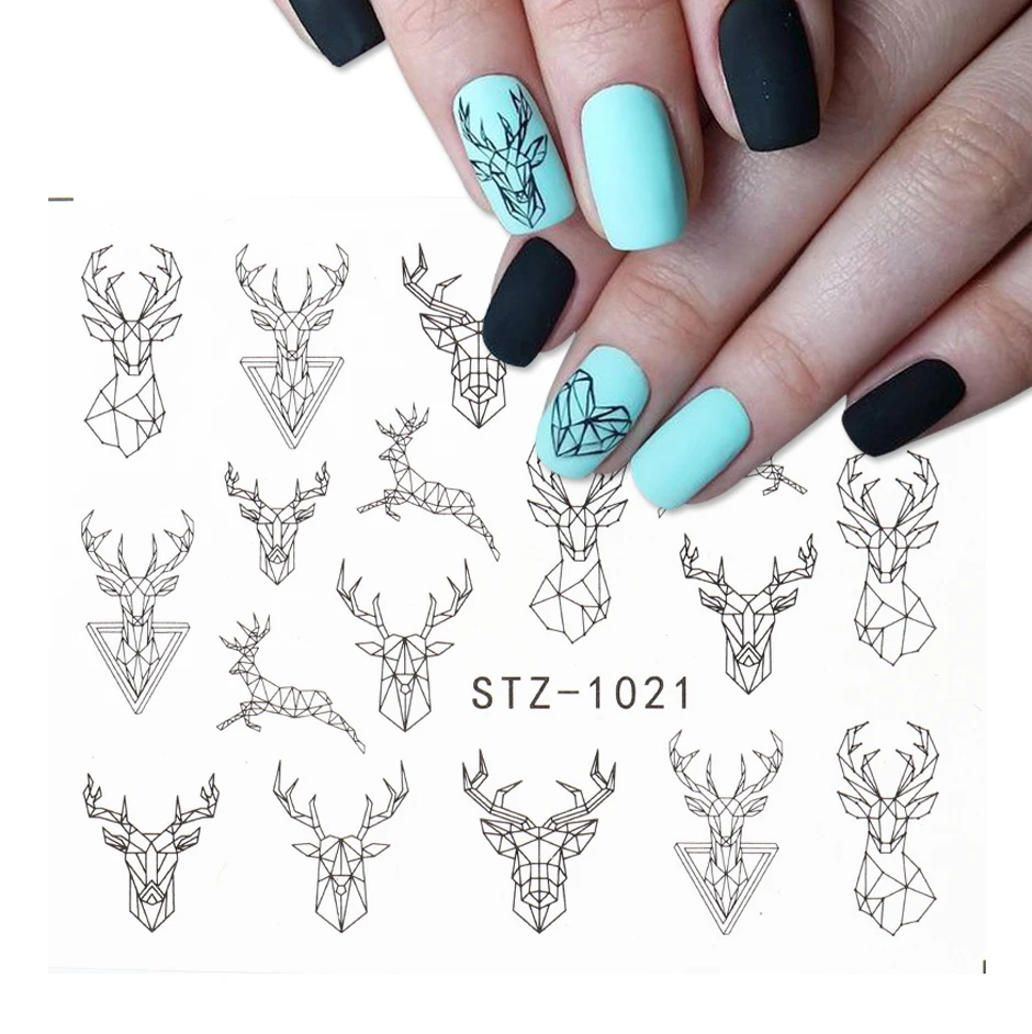 Black Animal Geometry Nail Water Decals Deer Fox Pig Slider Sticker Nail  Designs Diy Polish Manicure Accessory Chstz1018-1021 - Stickers & Decals -  AliExpress