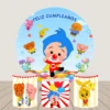 Round Plim Plim Backdrop Kids Birthday Baby Shower Background Cat Bear Friends Circle Cylinder Surface Banner Decoration Props 1