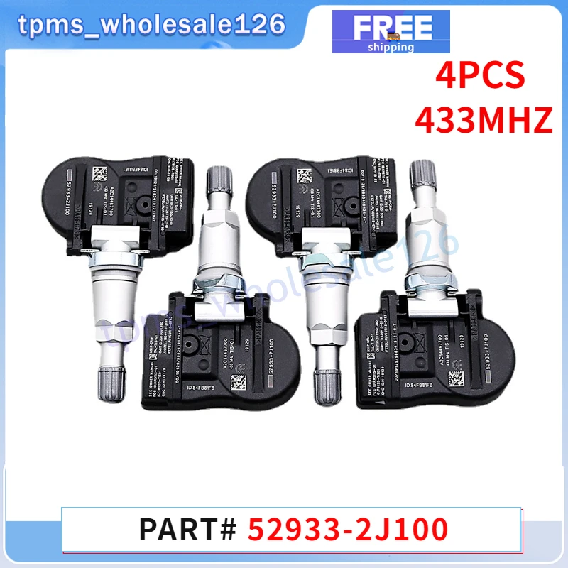 

52933-2J100 52933-B1100 TPMS 433MHZ Car Tire Pressure Monitor Sensor 4PCS For Genesis G80 Hyundai Accent Equus Genesis Kia Ceed