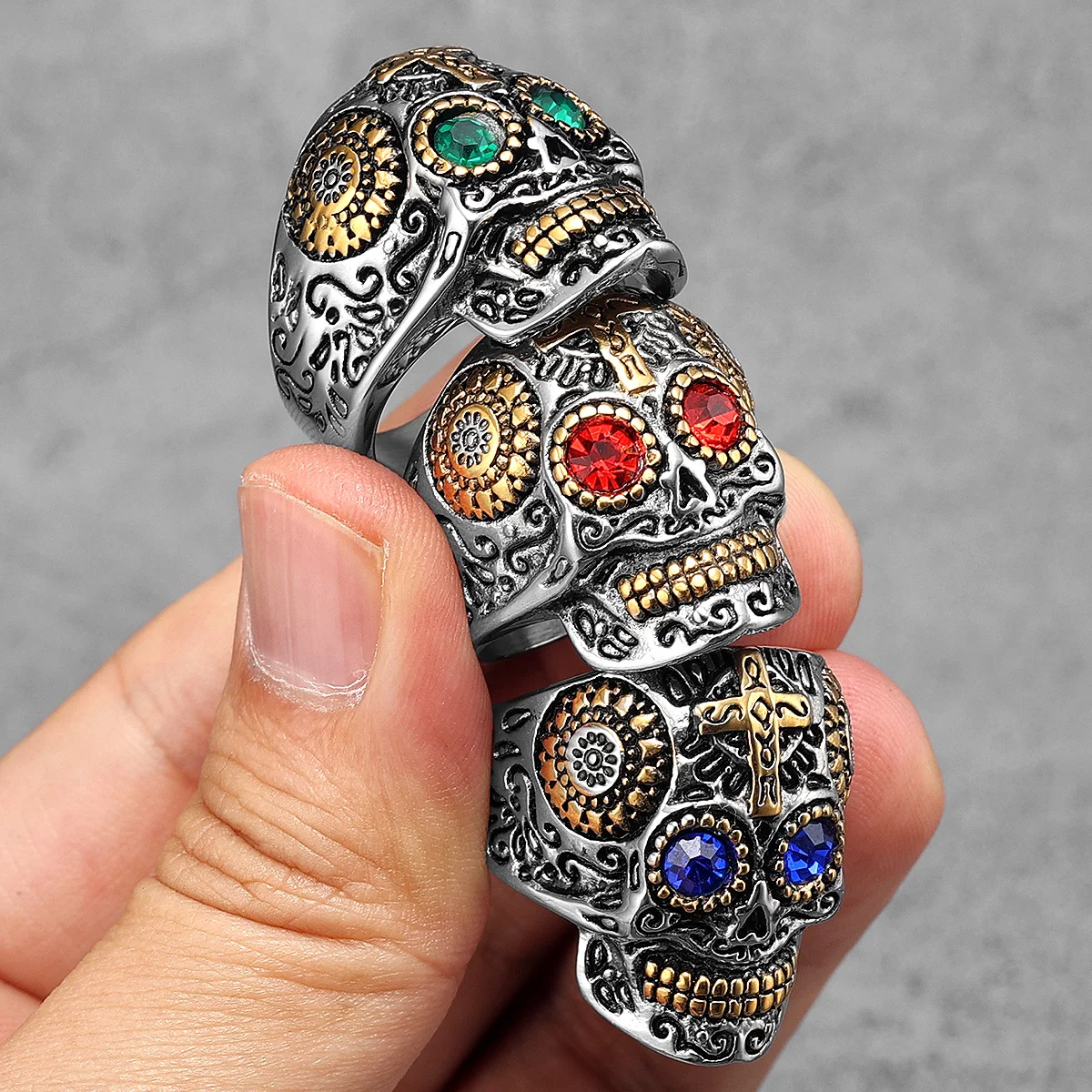 316L Stainless Steel Skull Gothic Religious Cross Man Men Rings Punk Rock Gothic For Biker Male Boy Jewelry Accessories Gift ring set gold color rings stainless steel ring tibetan silver rings signet ring finger ring gold color ring chain ring half face ring amethyst zirconia ring silver ring opening ring fidget spinner ring sparkling heart ring tungsten ring adjustable rings zircon crystal ring wedding rings moissanite diamond ring color change ring wedding ring ceramic ring animal ring jewelry accessories