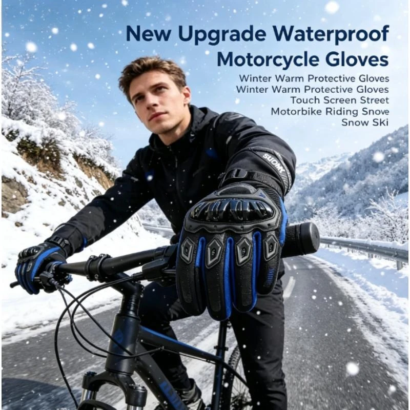 겨울용 따뜻한 방수 오토바이 장갑 새로운 업그레이드 터치스크린 스트리트 보호 라이딩 장갑