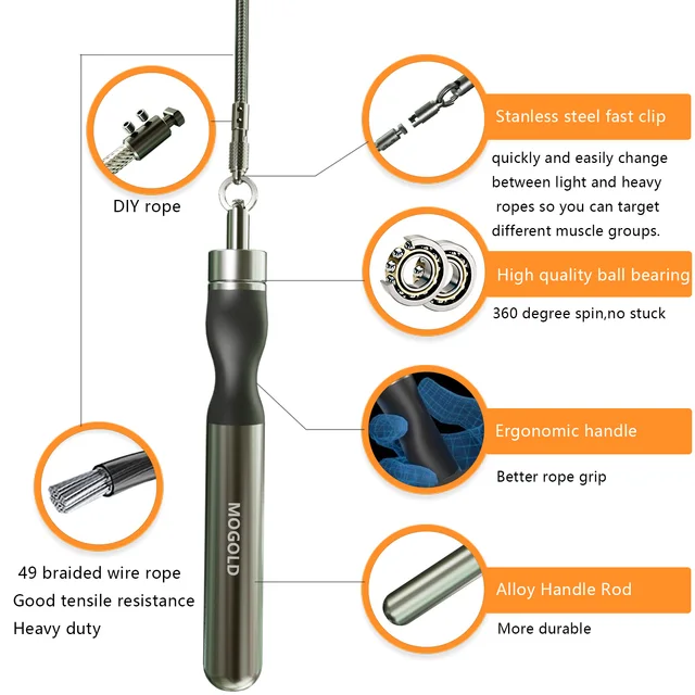 Fitness Jump Rope, anti-tangle racing rope, aluminum alloy handle, buckle design can switch 3.0-5.0 different weight rope 5