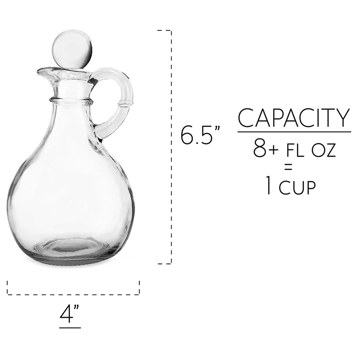 Glass Oil and Vinegar Bottles 2 Piece Set Round Glass Oil Dispenser Bottle Stopper