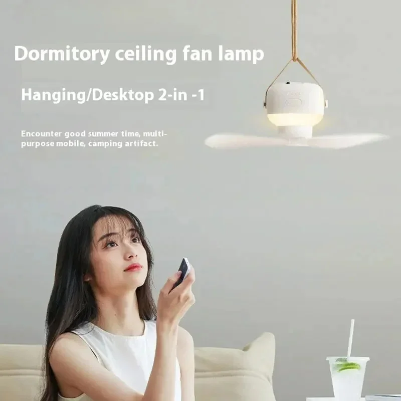 Portable Ceiling Fans Rechargeable LED Electric Fan Night Lamp Home Outdoor Camping Tent Hanging Fan Light with Remote Control