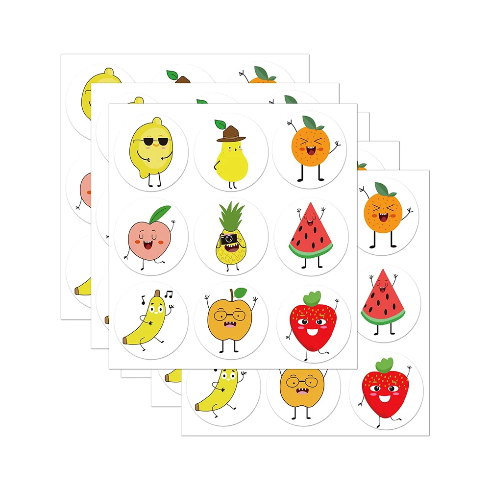 

Fruit Stickers 1.5 Inch Sweet Happy Face Stickers Lemon Pear Peach Pineapple Banana Orange Sticker Labels for School Party