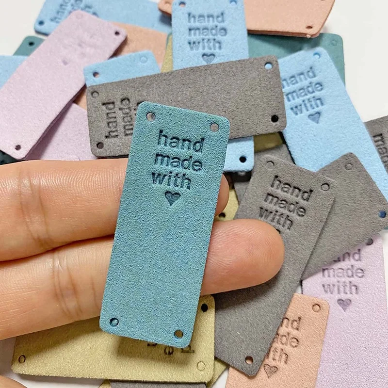 50Pcs Handmade PU Leather Tags Handmade With Love PU Labels Faux Leather Sew On Labels Embellishment Knit Accessories