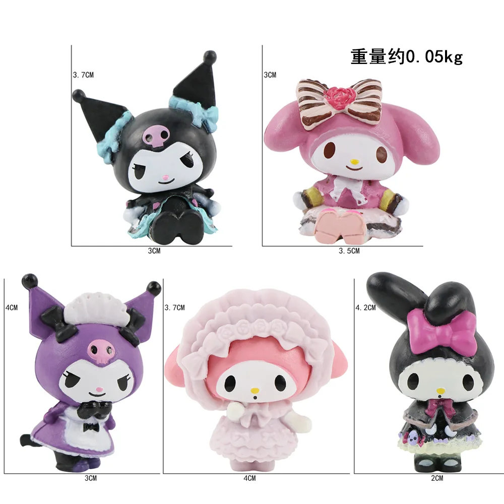 5/6pcs Sanrio Cinnamoroll 개 피규어 장난감 Kawaii 미니 그림 Kurumi 내 멜로디 인형 케이크 장식 장식 아이 크리스마스 선물