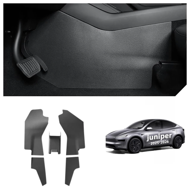 Tesla Model Y Juniper (2025) Center Console Side & Rear Seat Anti-Kick Mats – Full TPE Protective Cover for Rear Seat Kick Protection 1