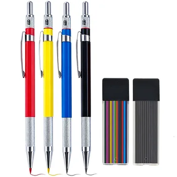 Set di 3 matite meccaniche da 2,0 mm con minuti colorati e ricariche in grafite – Impugnatura in metallo, kit di penne durevoli per scrittura e disegno