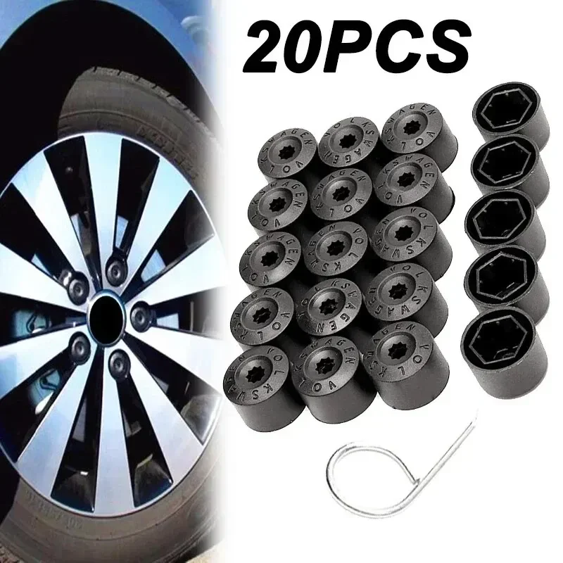 Wheel Hub Covers 17mm Universal Car Anti-Rust Caps Auto Hub Tire Screw Cap Nut Bolt Dust Proof Protector 20Pcs