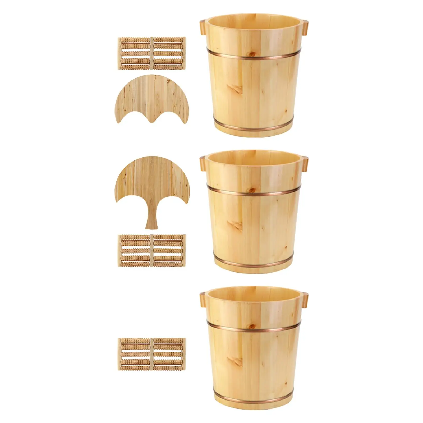 Foot Bucket Wood Foot Bath Multipurpose Tub Bucket Household Home Supplie Barrel Bath Tub Soak with Beads