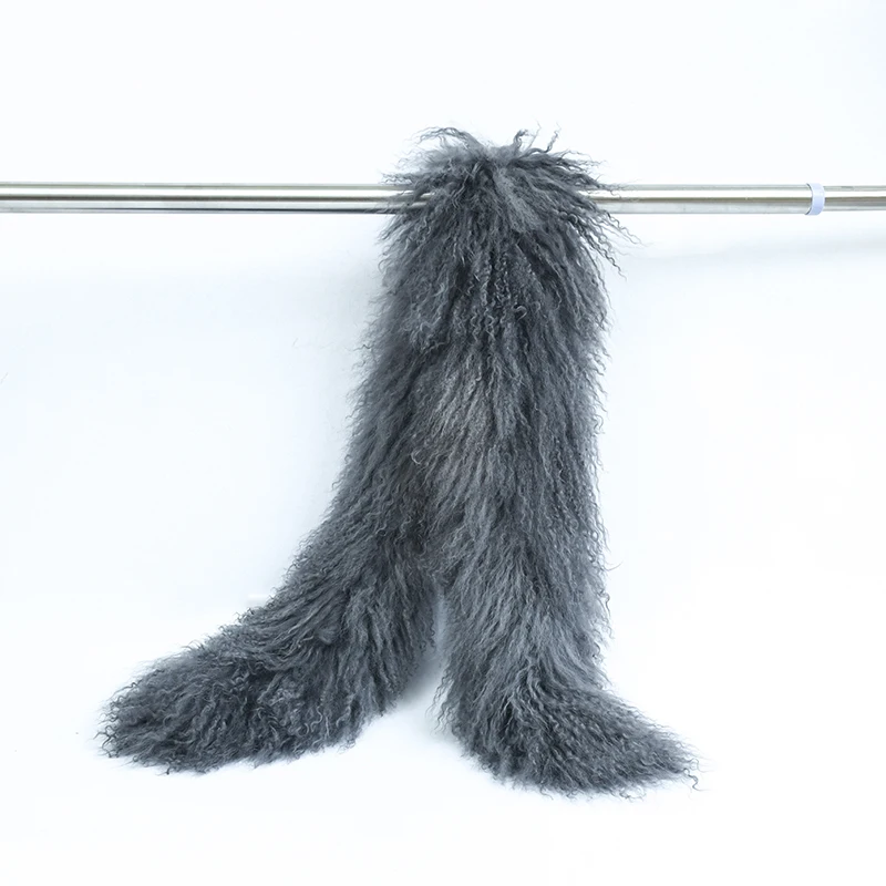 130CM European Fashion Ladies Mongolian Lamb Fur Genuine Tibetan Sheep Fur Scarf 4