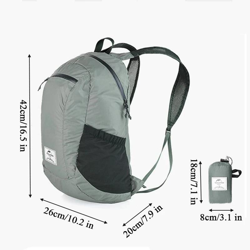 Naturehike kemping Hátiszák 22L kapacitású ultralight Maroktelefon Vízhatlan esőköpény Gyalogtúra Zsák férfiak Nők kültéri foldable utazási Hátiszák