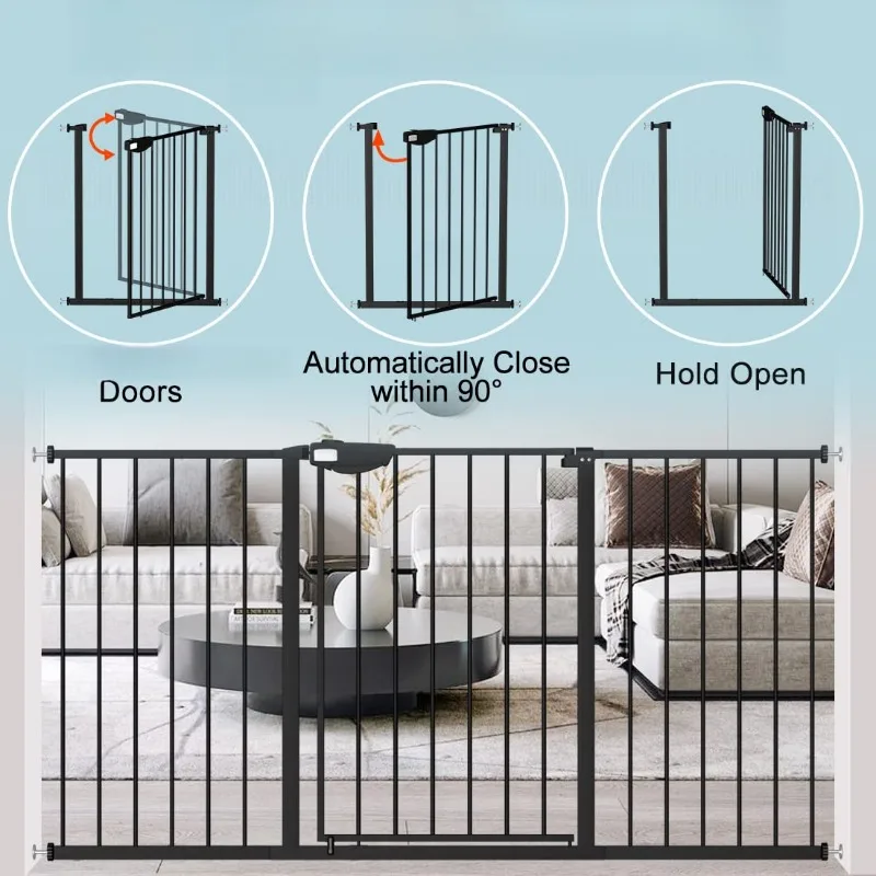 Triple Lock Door Walk Through Swinging Self Closing Security Ferrous Metal Dog Pet Small Dog Cat Suitable for Stairs Doorway 5