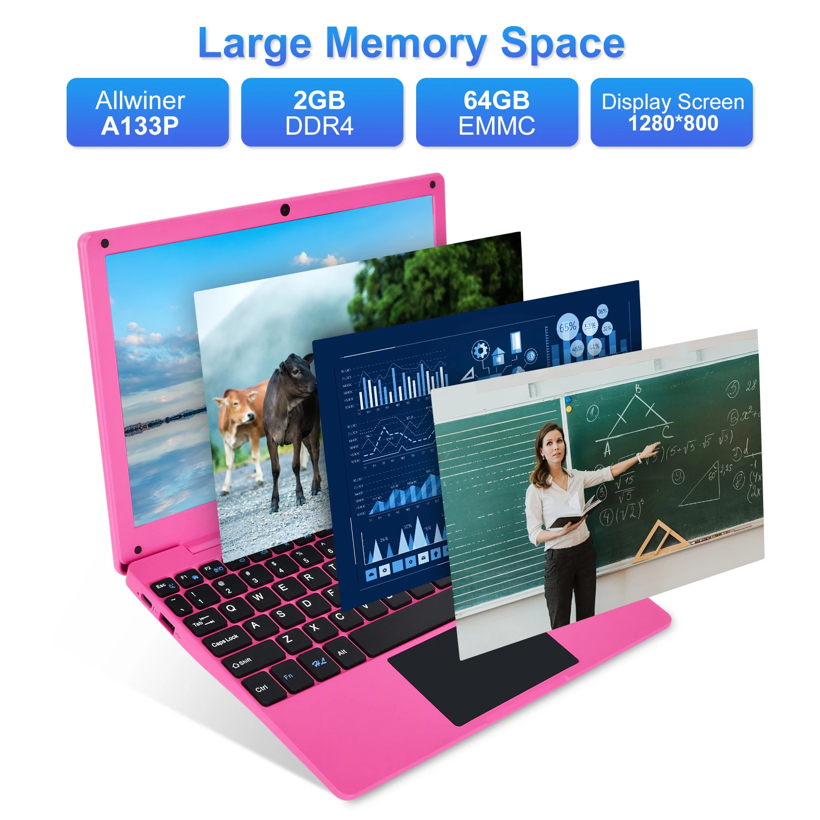 2024 Latest 10.3 Android System 12 Quad Core Ultra thin tablet Laptop 2GB/62GB Netbook A133 CPU Computer Wi-Fi USB 5