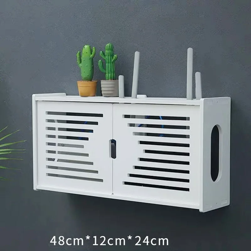 Caja Organizadora Doble Puerta Para Router WiFi Y Cables - Instalación Fácil Sin Dañar La Pared