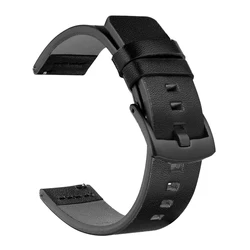Premium Leather Strap - 24mm Watchband - Sport wrist hr baro (Black black buckle)