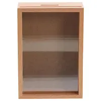 Wooden Piggy Bank 6 Inch Money Box Clear Window Photo Frame Tip Jar Wood Acrylic Compact Gift Families Friends 1